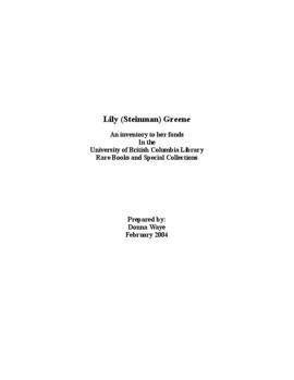 Lily (Steinman) Greene Fonds
