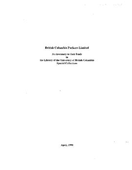British Columbia Packers Limited fonds
