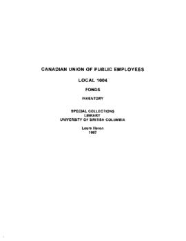 Canadian Union of Public Employees Local 1004 fonds