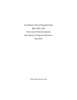 Gay Alliance Toward Equality fonds : 1971-1980